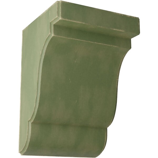 Ekena Millwork 5 1/4"W x 5"D x 7 1/2"H Bedford Wood Vintage Decor Bracket, Restoration Green BKTWD05X05X08BEGR - main